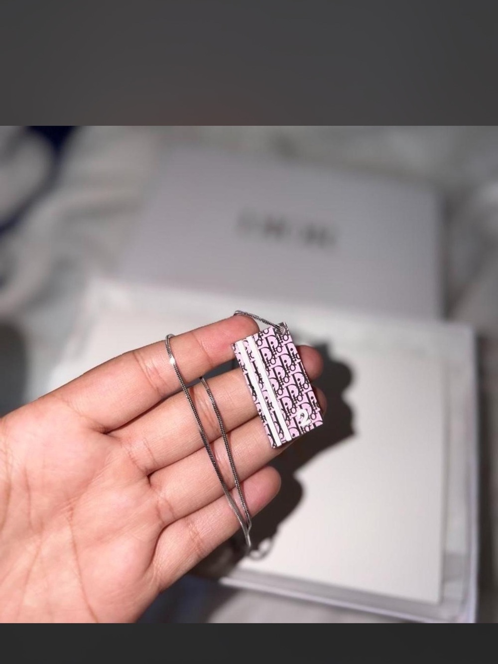 Authentic Christian Dior Trotter NO.2 necklace in pink & silver